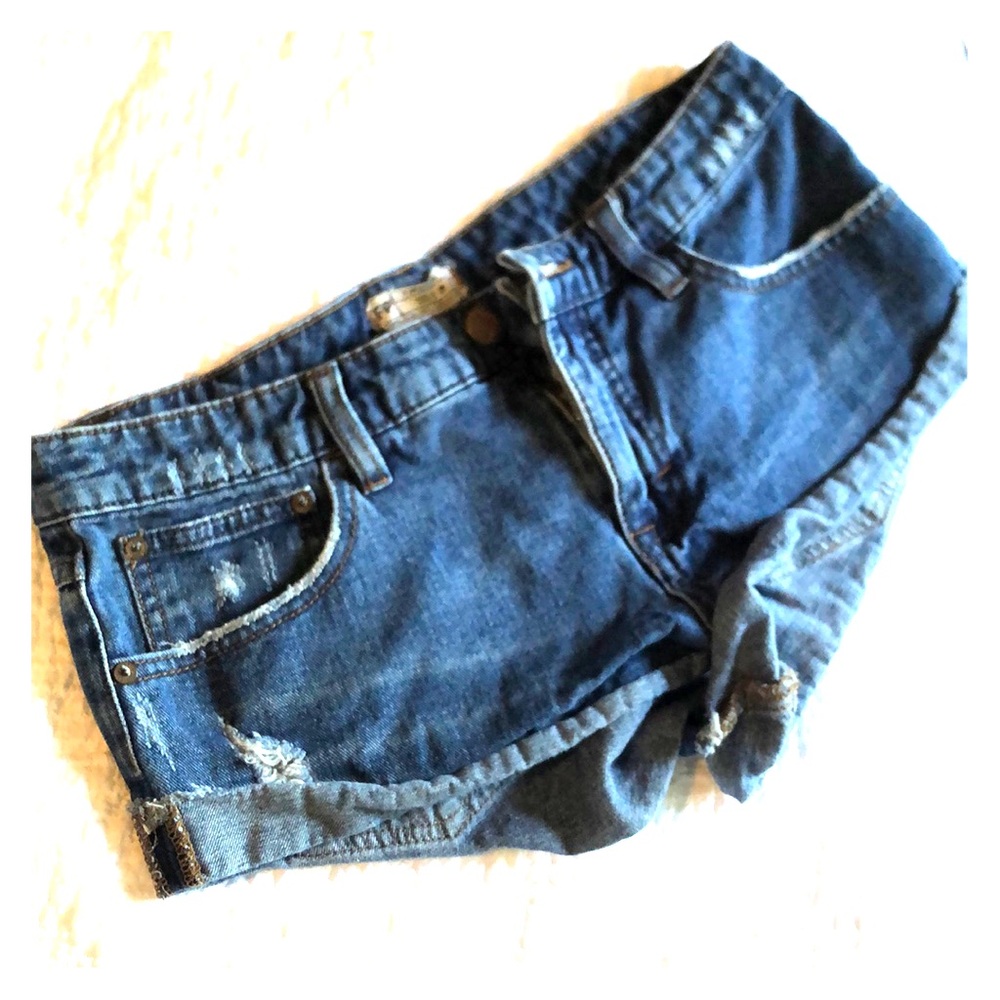 Free people distressed denim shorts slouch